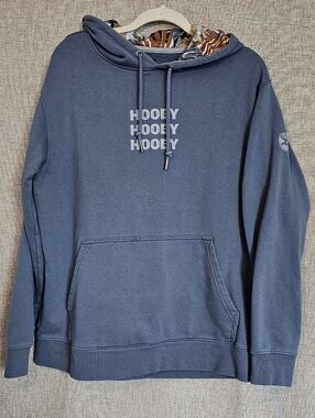Hooey Men's Hoodie in Slate Blue with Graphic Lined Hood